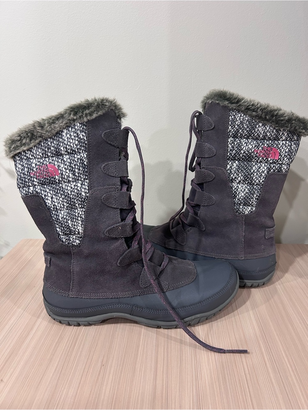 The North Face Women's Tall Lace-Up Winter Boots - Charcoal Purple